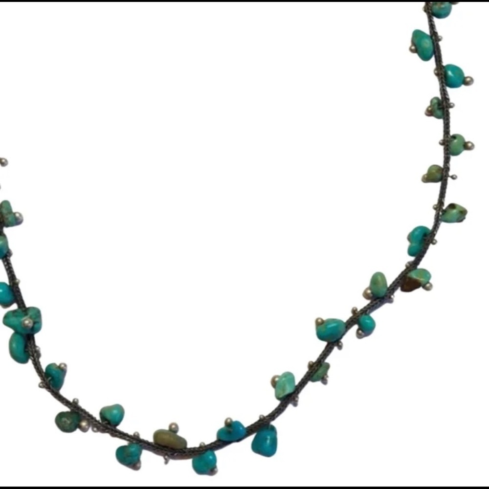 Twist Turquoise & Sterling Silver Necklace!